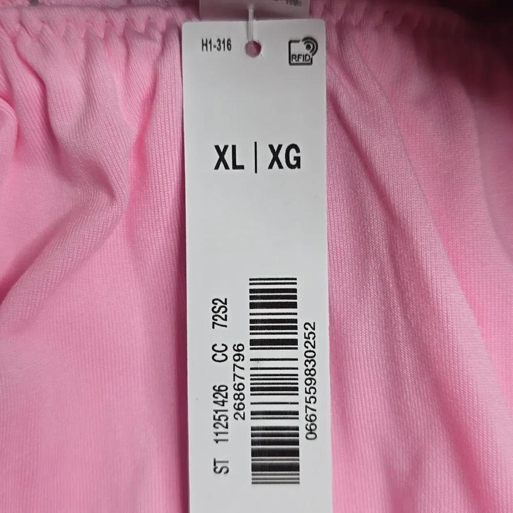 3351 NWT Pink By Frankie Hudson Eyelet Pink Bikini Bottom Ruffle Trim Swim Sz XL
